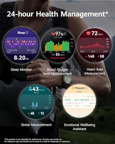 HUAWEI Watch GT 5 46mm Smartwatch, up to 14 Days Battery Life, All New Running and Cycling Sports Smart Watch, Sharp Edged Design, Health Tracking, Co