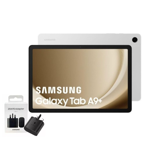 (Silver) Samsung Galaxy Tab A9 64GB 4GB RAM Unlocked to All Carrier, with Official 25W UK Adapter (EP-T2510) Retail Pack, (11.0, Inches, Graphite, 5G