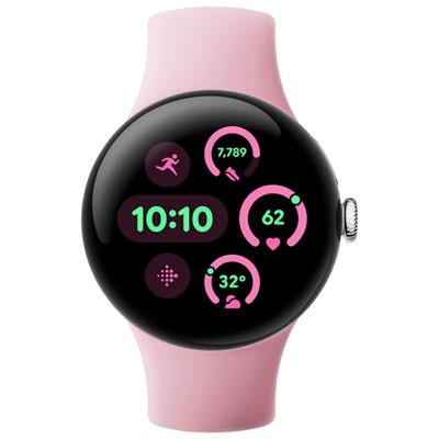 Google Pixel Watch 3 (41mm) Wifi (Polished Silver  Rose Quartz Band)